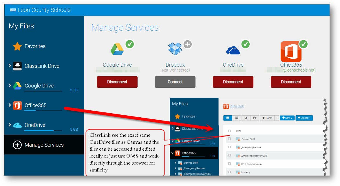 Clink use of OneDrive